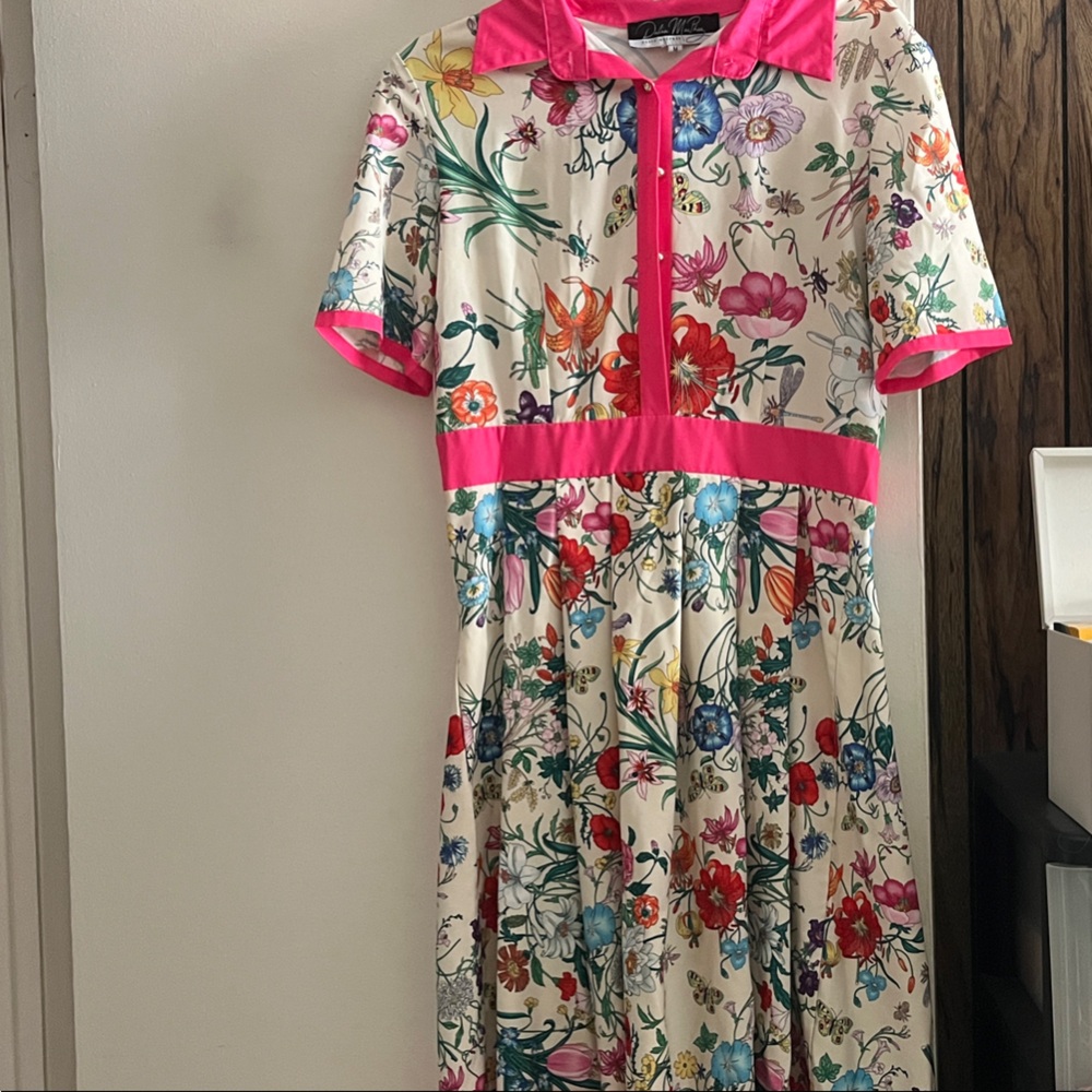 Floral Dress with Pink Accents